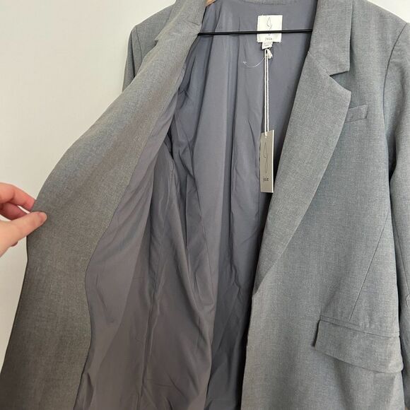 Joie Light Grey Long Open Front Blazer - Picture 5 of 9